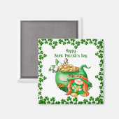 Happy Saint Patricks Day Pot of Gold Gnome Magneet (Voorkant / Achterkant)