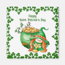  Happy Saint Patricks Day Pot of Gold Gnome Magneet