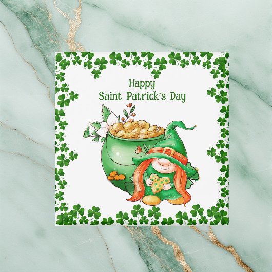 Happy Saint Patricks Day Pot of Gold Gnome Magneet