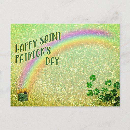 Happy Saint Patrick's Day Pot van Gouden Regenboog Briefkaart (Voorkant)