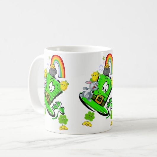 Happy Saint Patrick's Day Rabbit Rainbow Mug Koffiemok (Voorkant links)
