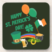 Happy Saint Patrick's Day-symbolen en -tradities Bier Onderzetter (Voorkant)