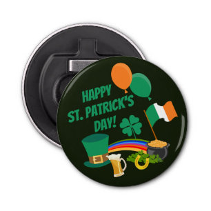 Happy Saint Patrick's Day-symbolen en -tradities Button Flesopener