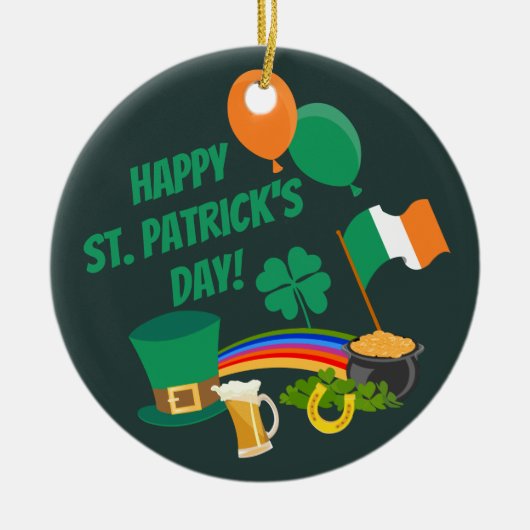Happy Saint Patrick's Day-symbolen en -tradities Keramisch Ornament (Voorkant)