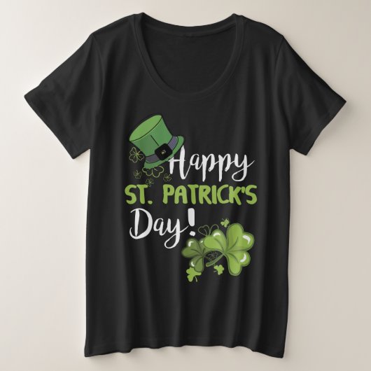 Happy Saint Patrick's Day Veel Shamrock Green Grote Maat T-shirt (Design voorkant)