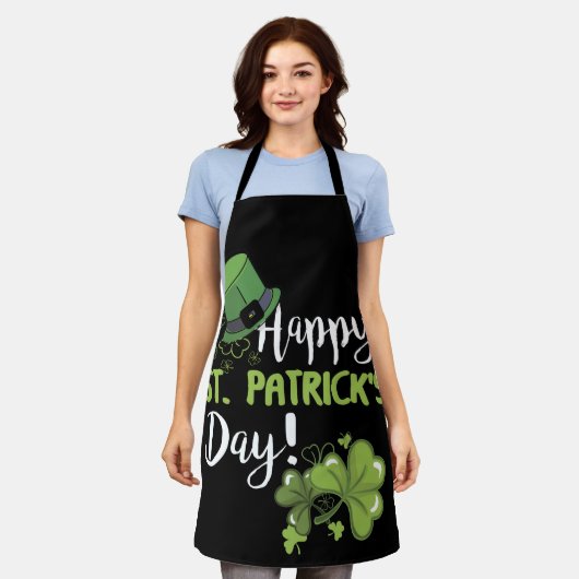 Happy Saint Patrick's Day Veel Shamrock Green Schort (Gedragen)