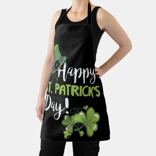 Happy Saint Patrick's Day Veel Shamrock Green Schort (Insitu)