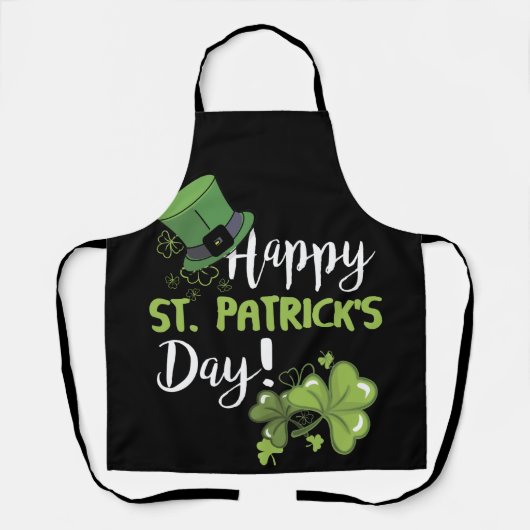 Happy Saint Patrick's Day Veel Shamrock Green Schort (Voorkant)