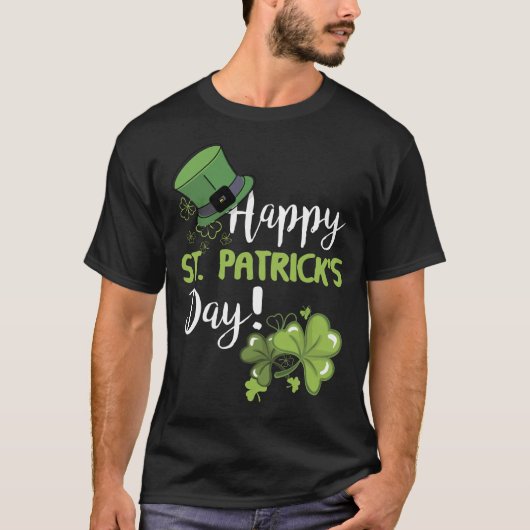 Happy Saint Patrick's Day Veel Shamrock Green T-shirt (Voorkant)