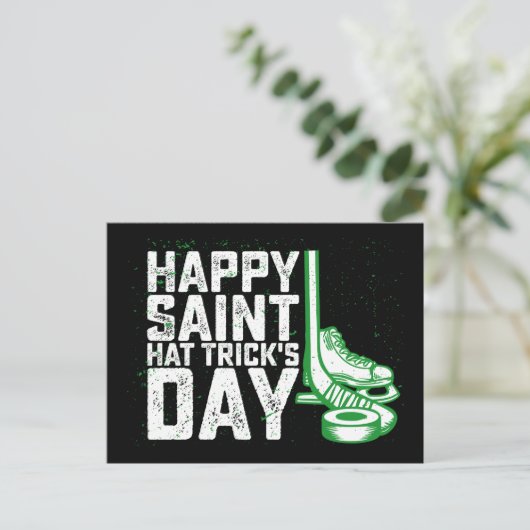 Happy Saint Pet Trick's Day Ice Hockey St Patricks Briefkaart (Staand voorkant)