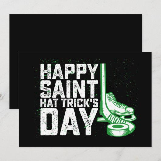 Happy Saint Pet Trick's Day Ice Hockey St Patricks Kaart (Voorkant / Achterkant)