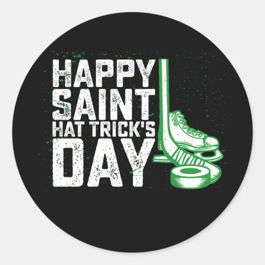 Happy Saint Pet Trick's Day Ice Hockey St Patricks Ronde Sticker (Voorkant)