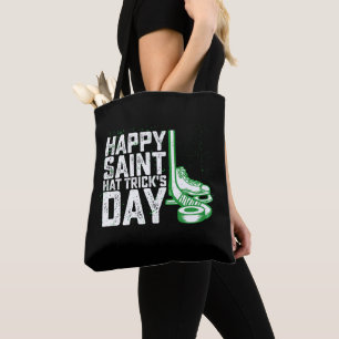 Happy Saint Pet Trick's Day Ice Hockey St Patricks Tote Bag