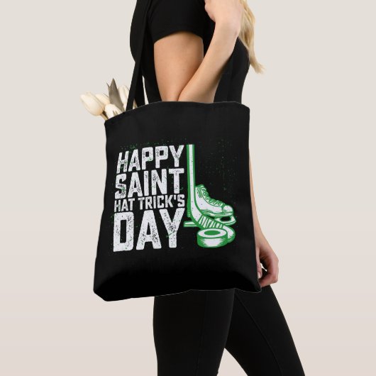 Happy Saint Pet Trick's Day Ice Hockey St Patricks Tote Bag (Dichtbij)