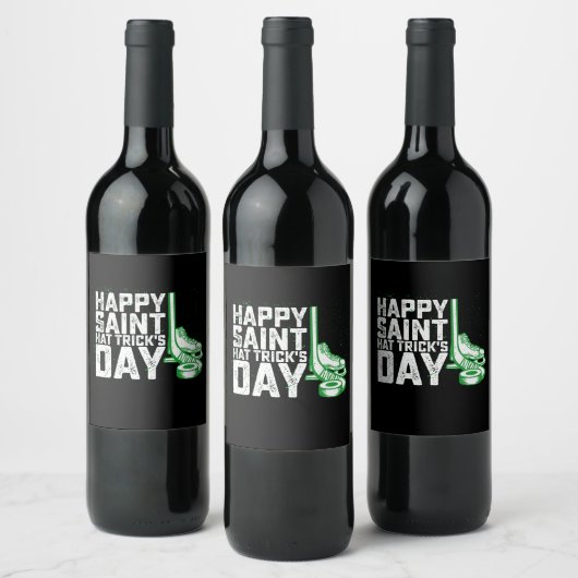 Happy Saint Pet Trick's Day Ice Hockey St Patricks Wijn Etiket (Flessen)