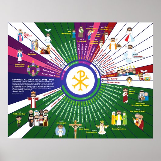 Happy Saints Liturgische Kalender 2026 Jaar A Poster (Voorkant)
