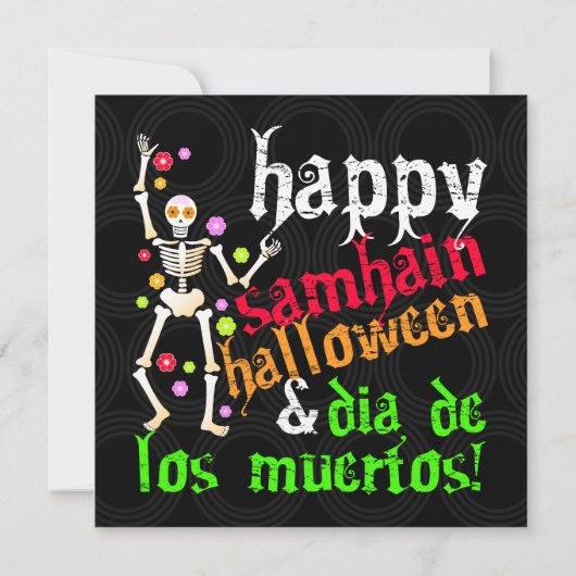 Happy Samhain, Halloween en Dia de los Muertos! Kaart (Achterkant)