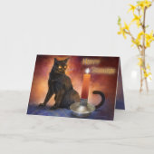 Happy Samhain Kitten en Candle. Kaart (Gele Bloem)