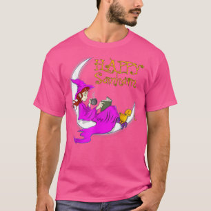 Happy Samhain Purple Witch books kluis cats moon T-shirt