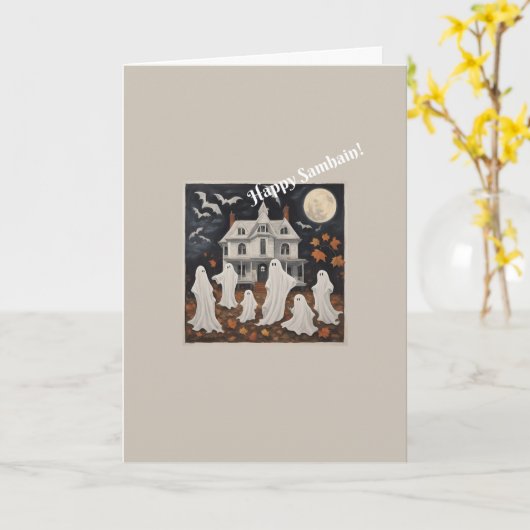 Happy Samhain Wenskaart Kaart (Gele Bloem)