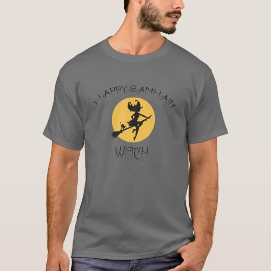 Happy Samhain Witch Celtic Gaelic Halloween T-shirt (Voorkant)