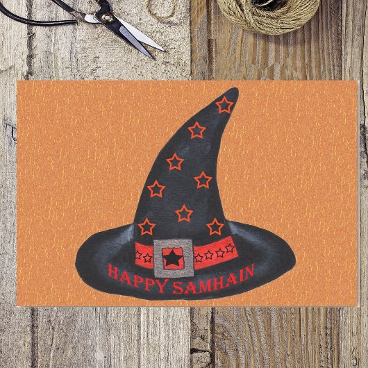 Happy Samhain Witch Hat Stars Magic Wiccan Tissuepapier