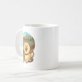 Happy Samoyed Walk by the City Waterfront Koffiemok (Voorkant links)