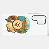 Happy Samoyed Walk by the City Waterfront Samsung Galaxy Hoesje (Achterkant horizontaal)