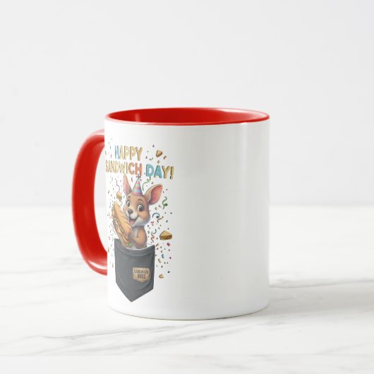 Happy Sandwich Day Boss- Kangaroo Foodie Animal Mok (Voorkant links)