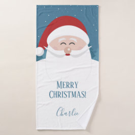 Happy Santa-aangepaste naam en teksthanddoekset Bad Handdoek