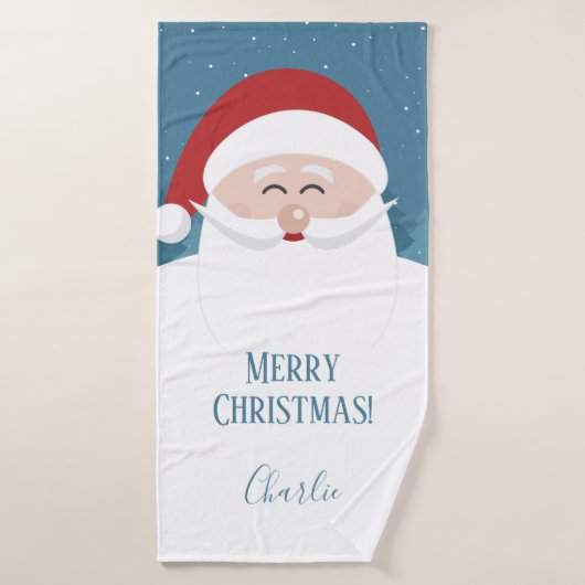 Happy Santa-aangepaste naam en teksthanddoekset Bad Handdoek (Badhanddoek)
