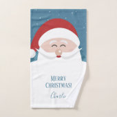 Happy Santa-aangepaste naam en teksthanddoekset Bad Handdoek (Handdoek)