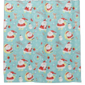 Happy Santa and Frosty and Chihuahua Douchegordijn (Voorkant)