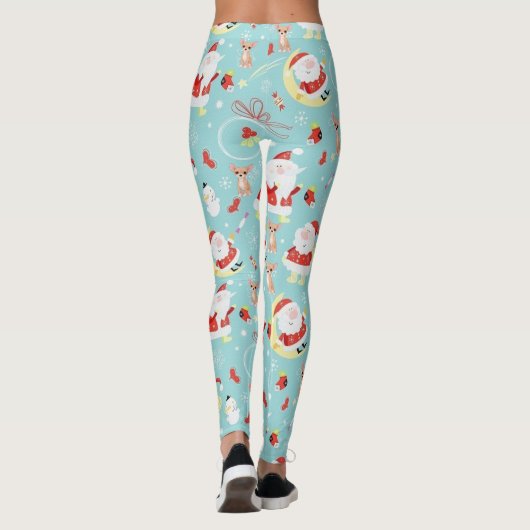 Happy Santa and Frosty and Chihuahua Leggings (Achterkant)