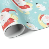 Happy Santa and Frosty Cadeaupapier (Rol Hoek)