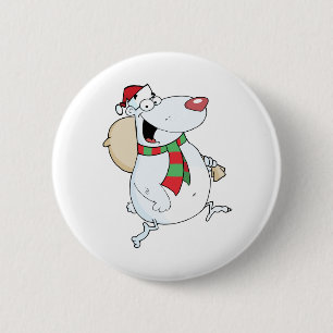 Happy Santa Beer loopt met tas Ronde Button 5,7 Cm