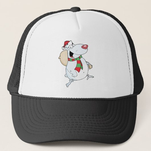 Happy Santa Beer loopt met tas Trucker Pet (Voorkant)