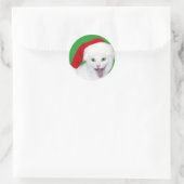 Happy Santa Cat Ronde Sticker (Tas)