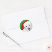 Happy Santa Cat Ronde Sticker (Envelop)