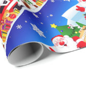 Happy Santa Claus Cartoon Cadeaupapier (Rol Hoek)