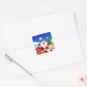 Happy Santa Claus Cartoon Vierkante Sticker (Envelop)