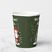 Happy Santa Claus cartoon with Christmas tree Papieren Bekers (Rechts)