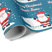 Happy Santa Claus cartoon with sheep Christmas Cadeaupapier (Rol Hoek)