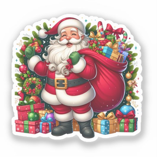 Happy Santa Claus Christmas Sticker (Voorkant)