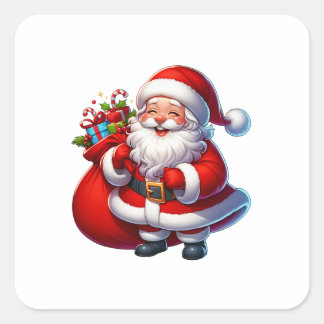 Happy Santa Claus Christmas Vierkante Sticker