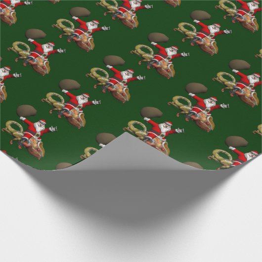 Happy Santa Claus die op kleuterige Chameleon rust Cadeaupapier (Hoek)