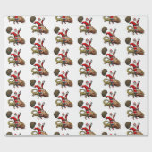 Happy Santa Claus die op kleuterige Chameleon rust Cadeaupapier (Vlak)