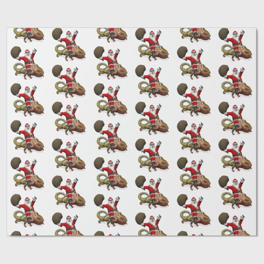 Happy Santa Claus die op kleuterige Chameleon rust Cadeaupapier (Vlak)