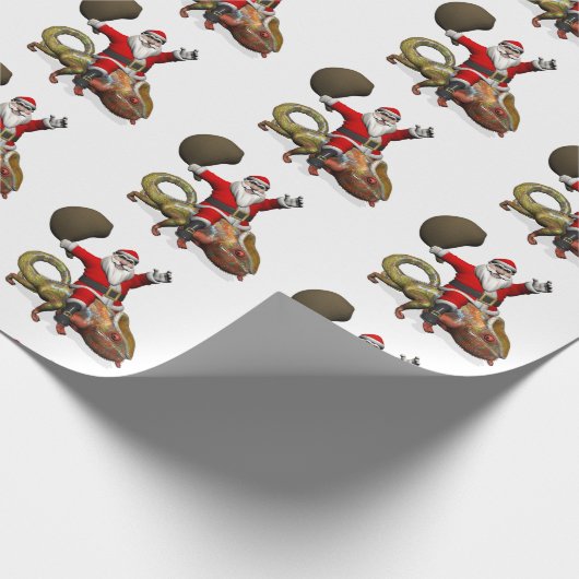 Happy Santa Claus die op kleuterige Chameleon rust Cadeaupapier (Hoek)