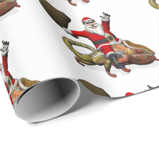 Happy Santa Claus die op kleuterige Chameleon rust Cadeaupapier (Rol Hoek)